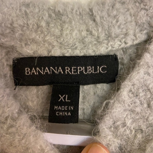 𝅺BANANA Republic Woman Gray Thick Knit Wool Sweater Size XL - Picture 4 of 8